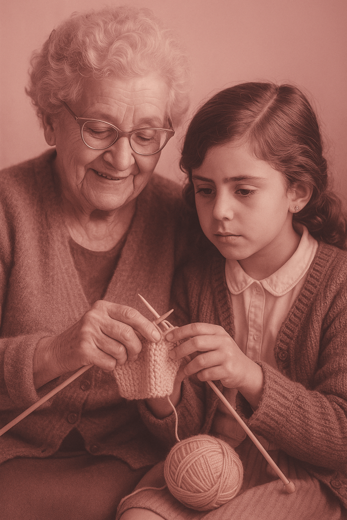 abuela-enseñando-a-hacer-punto